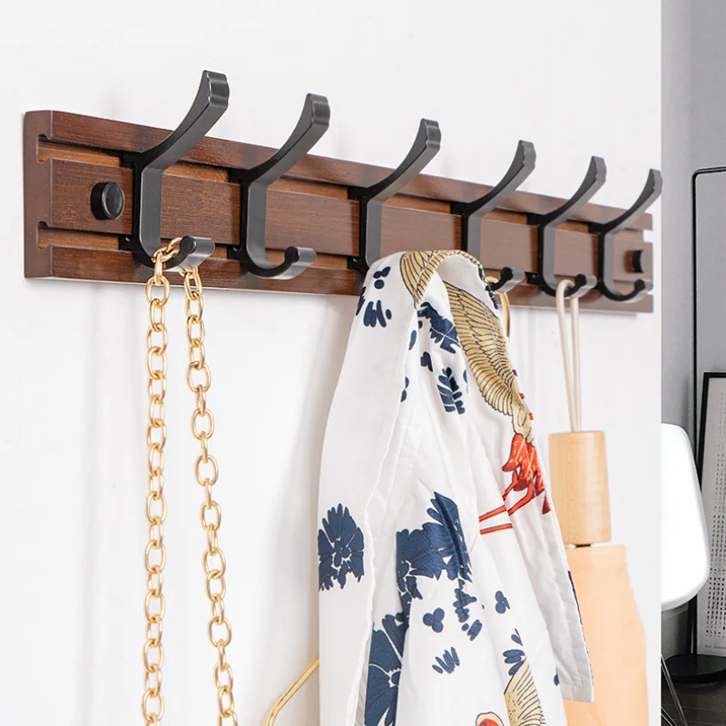 Nordic Bamboo Wall Coat Rack Removable Hooks Clothes Hat Key Storage Holder Hallway Organizer Furniture Hanger Home Decor