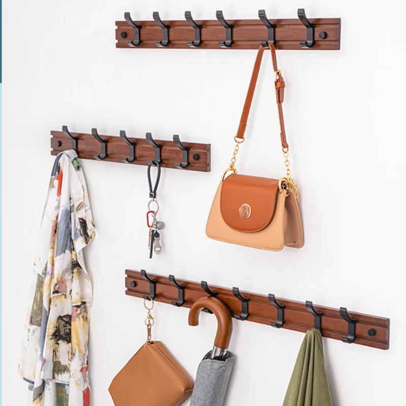 Nordic Bamboo Wall Coat Rack Removable Hooks Clothes Hat Key Storage Holder Hallway Organizer Furniture Hanger Home Decor