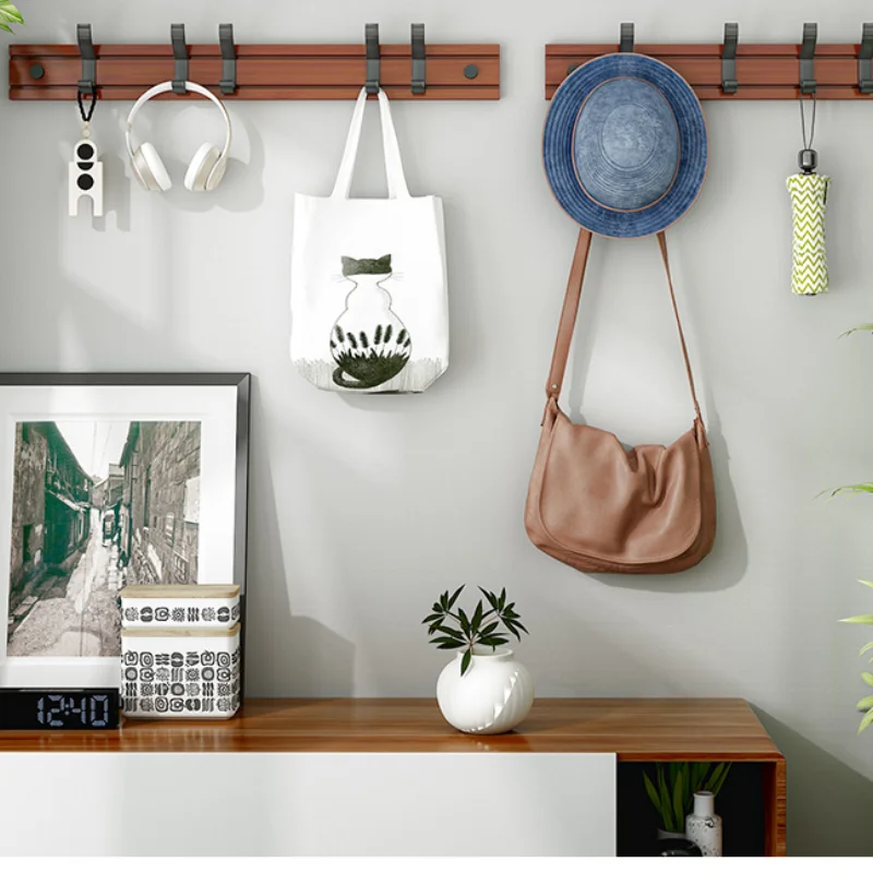 Nordic Bamboo Wall Coat Rack Removable Hooks Clothes Hat Key Storage Holder Hallway Organizer Furniture Hanger Home Decor