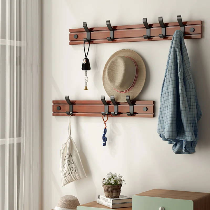 Nordic Bamboo Wall Coat Rack Removable Hooks Clothes Hat Key Storage Holder Hallway Organizer Furniture Hanger Home Decor
