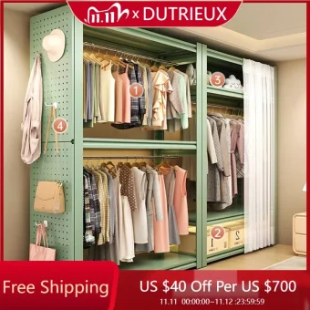 Storage Organizer Closet Open Bedroom Clothes Partitions Cupboard Fabric Space Saving Wardrobe Metal Guarda Roupa Home Furniture