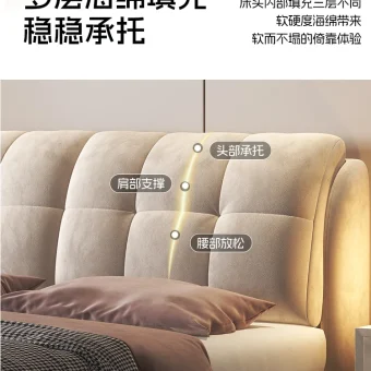 See leaf cream wind frosted fleece fabric bed new master bedroom simple Internet celebrity master bedroom 1.8 meters double soft