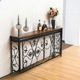 Premium European-style Iron Console Table Porch Narrow Table Side Cabinet Hallway Furniture Iron Flower Frame Design