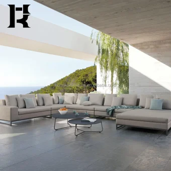 New Arrival Luxury Living Room Furniture Waterproof Fabric L Shape Garden Set Hotel Patio Lounge Sofa Set Balcony Outdoor Sofa