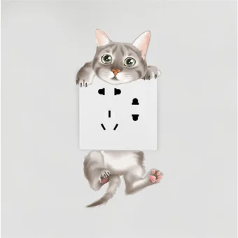 1PCS Removable Cute Cat Switch Stickers Wall Stickers For Living Room Decoration PVC Self-adhesive Wallpaper
