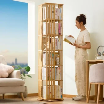 Rotating bookshelf 360 degree floor storage shelf Internet celebrity home simple student bookcase
