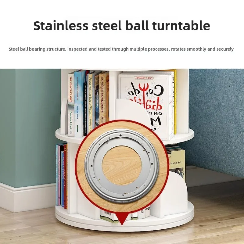 360° Rotating Bookshelf – Space-Saving Floor Standing Kids Book Rack, Simple Home & Student Storage Organizer