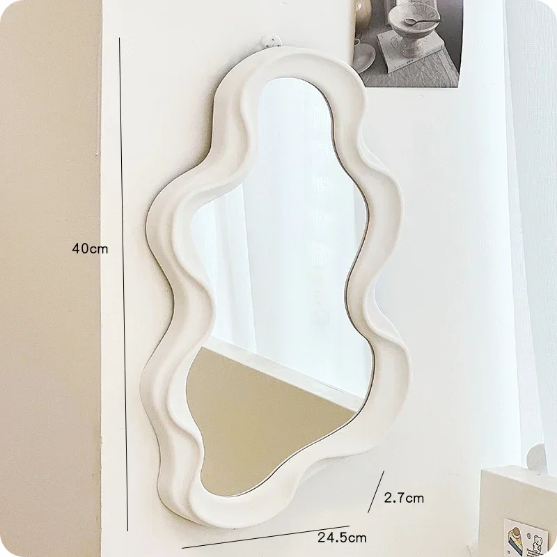 Wavy Wall Mirror Items Girls Small Floor Funky Cloud White Cute Mirror Men Nordic Korean Plastic Espelhos Home Decorations Cheap
