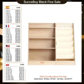 SucceBuy 4-Tier Kids Wooden Bookshelf Six-Layer Sling Bookcase Storage Book Rack for Kids Room Playroom Kindergarten Nursery