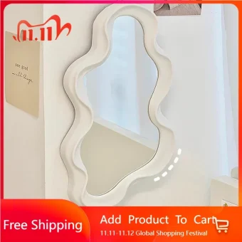 Wavy Wall Mirror Items Girls Small Floor Funky Cloud White Cute Mirror Men Nordic Korean Plastic Espelhos Home Decorations Cheap
