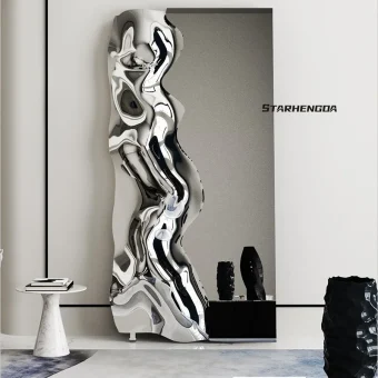 Metal stainless steel floor mirror | dining room living room bedroom corridor model room