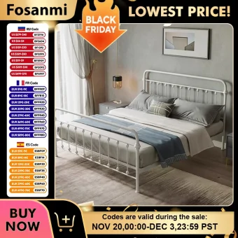 Classic Iron Bed Frames Minimalist Sturdy Mattress Base Modern Bedroom Bed Frame for Office Home Elegant Double Mattress Pallet