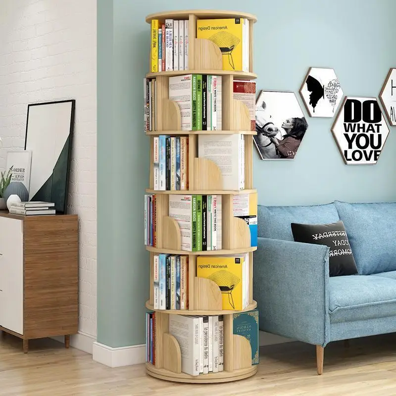 360° Rotating Bookshelf – Space-Saving Floor Standing Kids Book Rack, Simple Home & Student Storage Organizer