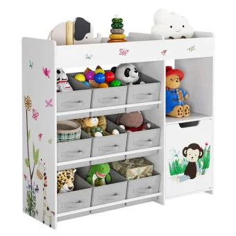 Toys rack children's shelf with 9 storage s boxing toys organizer Plenty of Storage bookcase CHILDREN'S room wood White 90x80