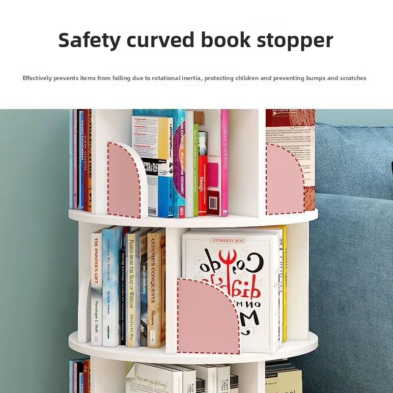 360° Rotating Bookshelf – Space-Saving Floor Standing Kids Book Rack, Simple Home & Student Storage Organizer